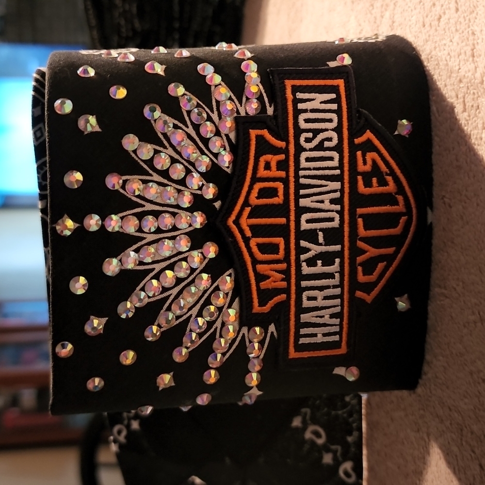 Harley Davison BLINGEAUTIFUL Organge and black white Embroidery emblem